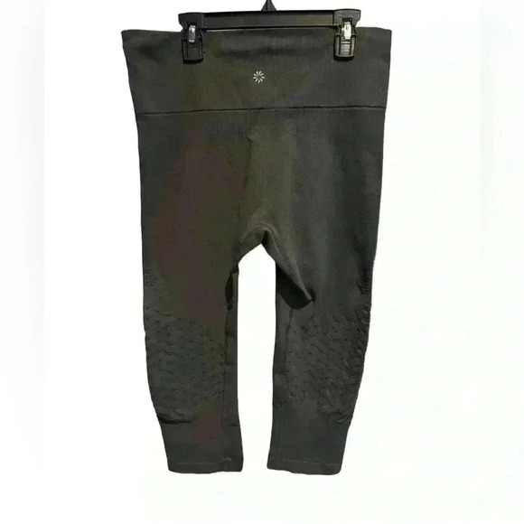 Women’s Athleta Gray Capri Leggings With Dot Mesh Bottom- Size Large - Picture 2 of 5
